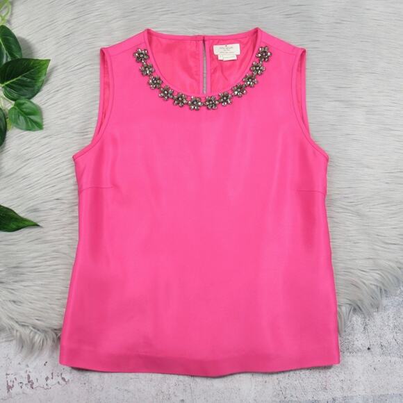 KATE SPADE New York Denni Embellished Rhinestone Blouse Zinia Pink Womens Size 8 - Picture 2 of 10
